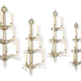 A SET OF FOUR FRENCH GILT-METAL AND BEADED GLASS SIX-LIGHT WALL-LIGHTS - фото 1