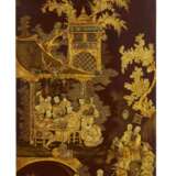 A SET OF FIVE BROWN AND GILT JAPANNED AND MOTHER-OF-PEARL INSET PANELS - photo 4