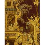 A SET OF FIVE BROWN AND GILT JAPANNED AND MOTHER-OF-PEARL INSET PANELS - photo 6
