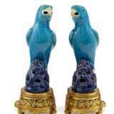 A PAIR OF ORMOLU-MOUNTED CHINESE TURQUOISE AND AUBERGINE GLAZED PARROTS - Foto 2