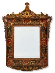 A GERMAN RED, GILT AND BLACK-JAPANNED MIRROR