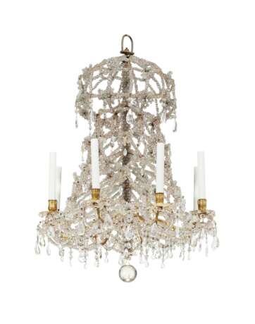 A LOUIS XIV STYLE GILT-METAL AND BEADED CUT-GLASS AND ROCK CRYSTAL EIGHT-LIGHT CHANDELIER - photo 2
