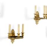 A SET OF FOUR EMPIRE ORMOLU AND PATINATED-BRONZE THREE-BRANCH WALL-LIGHTS - photo 2