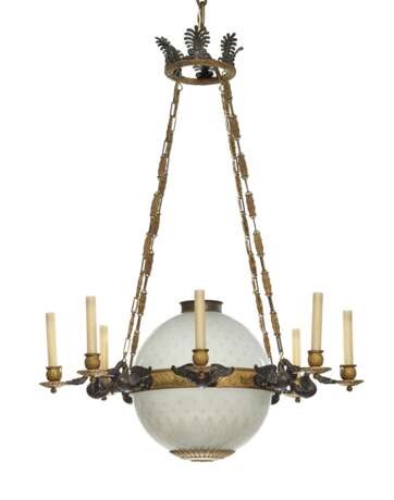 A FRENCH ORMOLU AND ETCHED GLASS EIGHT-LIGHT CHANDELIER - photo 2