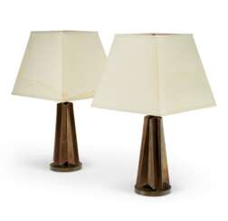 A PAIR OF CHROMIUM-PLATED BRASS TABLE LAMPS