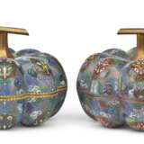 A PAIR OF CHINESE CLOISONNE ENAMEL GOURD-FORM BOXES AND COVERS - photo 1