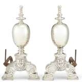 A PAIR OF BAROQUE STYLE SILVERED ANDIRONS - photo 1