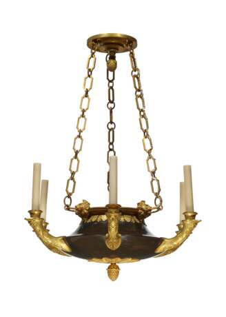 A NORTH EUROPEAN ORMOLU AND PATINATED BRONZE SIX-LIGHT CHANDELIER - фото 1
