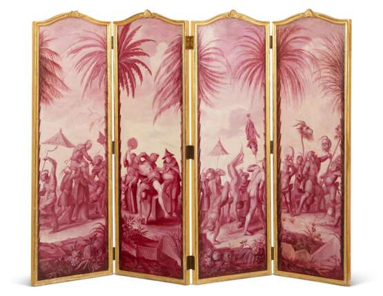 A FRENCH GILTWOOD FOUR-PANEL SCREEN - Foto 1