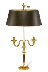 A DIRECTOIRE ORMOLU AND PATINATED-BRONZE TWO-LIGHT CANDELABRUM