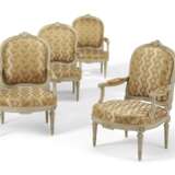 A SET OF FOUR LATE LOUIS XVI WHITE-PAINTED FAUTEUILS - фото 1