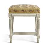 A PAIR OF LOUIS XVI GREY-PAINTED TABOURETS - фото 2