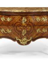 A LOUIS XV ORMOLU-MOUNTED BOIS SATINE, KINGWOOD, AMARANTH AND MARQUETRY COMMODE