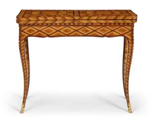 A LOUIS XV AMARANTH, BOIS SATINE AND PLUMWOOD PARQUETRY TABLE A ECRIRE