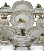 Christofle. A FRENCH PARCEL-GILT SILVER AND SILVER-PLATE DINNER SERVICE