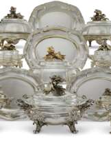 A FRENCH PARCEL-GILT SILVER AND SILVER-PLATE DINNER SERVICE
