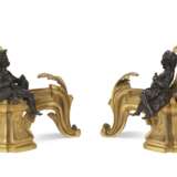 A PAIR OF FRENCH ORMOLU AND PATINATED BRONZE CHENETS - photo 2