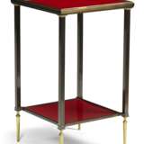 A PAIR OF FRENCH PATINATED AND GILT-BRONZE TWO-TIER RED COMPOSITION SQUARE SMALL TABLES - фото 4