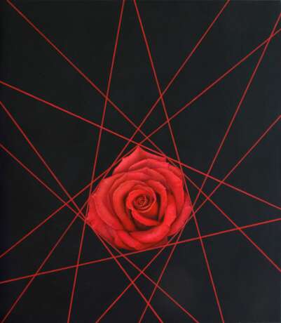 Картина «Линии и роза», Холст, Акриловые краски, Современное искусство, Натюрморт, 2020 г. - фото 1