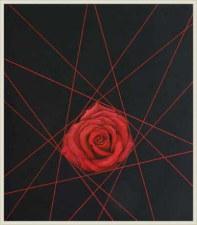 Картина «Линии и роза», Холст, Акриловые краски, Современное искусство, Натюрморт, 2020 г. - фото 4