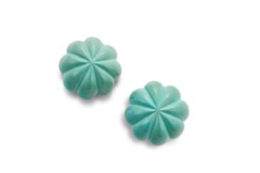 A PAIR OF TURQUOISE EAR CLIPS