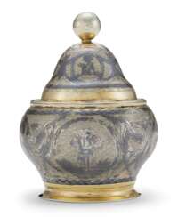 A RUSSIAN PARCEL-GILT SILVER AND NIELLO JAR AND COVER