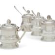 A SET OF FOUR FRENCH SILVER MUSTARD POTS AND MATCHING SHOVELS - Аукционные цены