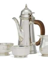 AN ELIZBETH II THREE-PIECE SILVER BACHELOR COFFEE SERVICE