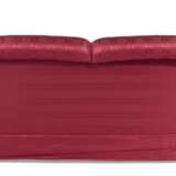 A RED SILK UPHOLSTERED TWO-SEAT SOFA - photo 2