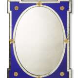 A NORTH EUROPEAN ORMOLU-MOUNTED COBALT AND COLORLESS GLASS MIRROR - фото 1