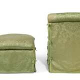 A SILK DAMASK UPHOLSTERED ARMCHAIR AND OTTOMAN - photo 3