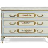 A LOUIS XVI STYLE POLYCHROME-PAINTED AND PARCEL-GILT COMMODE - photo 1