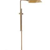 A PAIR OF BRASS ADJUSTABLE FLOOR LAMPS WITH TENT-FORM BRASS SHADES - photo 2