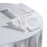 A GROUP OF PORTHAULT LINEN AND CREAM AND GREEN PINWHEEL EMBROIDERED TABLE LINENS - photo 1
