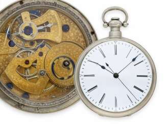 Taschenuhr: große Taschenuhr mit Duplexhemmung und springender Zentralsekunde, Fleurier für den chinesischen Markt, ca. 1850
