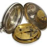 Taschenuhr: interessantes Ensemble von Dent, königlicher Uhrmacher in London, 2 silberne Taschenuhren No. 32371 und 41839, 1866 und 1883 - Foto 2