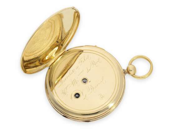 Taschenuhr: französische Lepine von sehr feiner Qualität mit Schlagwerk, königlicher Uhrmacher Perrelet et Fils Paris No. 1213 & 2/44, ca. 1825 - photo 5