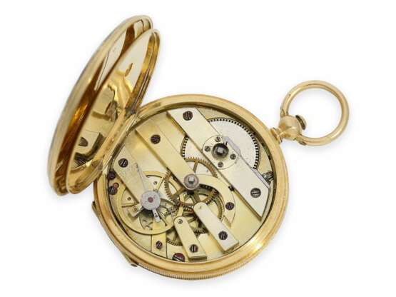 Taschenuhr: wunderschöne Gold/Emaille-Savonnette im Stil der frühen Uhren von Patek & Czapek, Genf um 1850 - photo 5
