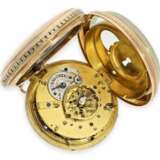 Taschenuhr: schwere rotgoldene Spindeluhr mit Repetition auf Glocke und Datum, Jean Jaques Hagnauer a Arau, ca. 1800 - Foto 2