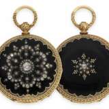 Taschenuhr: Gold/Emaille-Prunksavonnette mit beidseitigem Diamantbesatz, Ulysse Nardin Locle für den indischen Markt, um 1870 - Foto 1