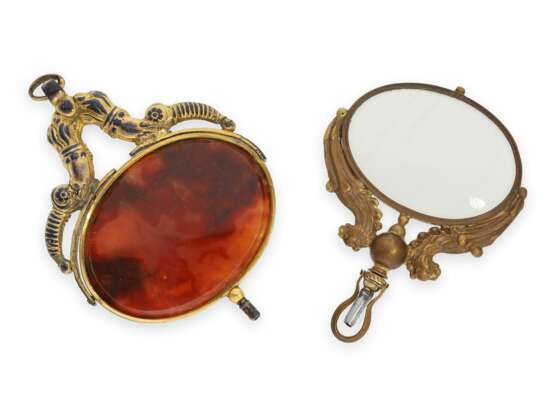 Uhrenschlüssel: 2 außergewöhnlich große und interessant gestaltete Uhrenschlüssel für Spindeluhren, um 1820 - photo 2