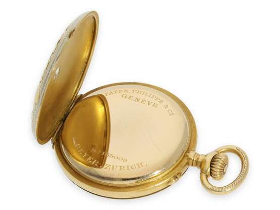 Taschenuhr: exquisite Patek Philippe Belle Epoque Damenuhr mit Gold/Emaille-Gehäuse und Diamantbesatz, gefertigt für Beyer Zürich, ca.1910 - photo 5