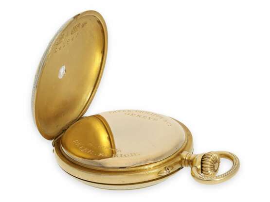 Taschenuhr: exquisite Patek Philippe Belle Epoque Damenuhr mit Gold/Emaille-Gehäuse und Diamantbesatz, gefertigt für Beyer Zürich, ca.1910 - photo 6