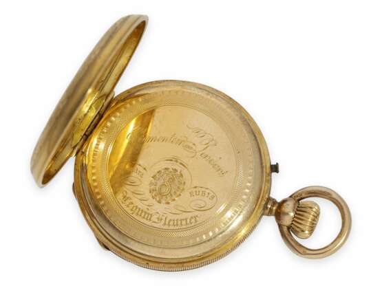 Taschenuhr: Gold/Emaille-Taschenuhr mit Diamantbesatz, allerfeinste Lupenmalerei, gefertigt für den arabischen Markt, ca. 1870 - photo 7