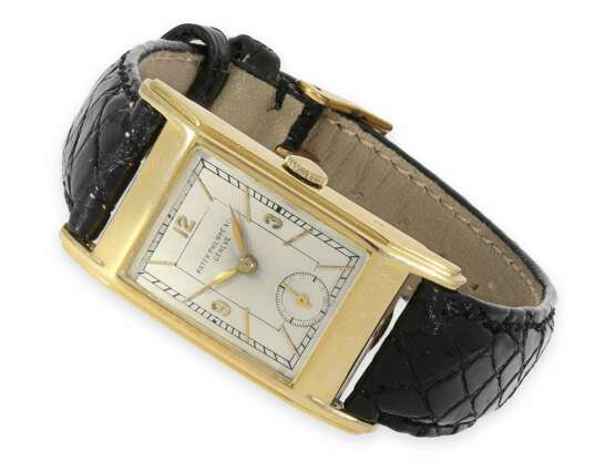 Armbanduhr: außergewöhnlich schöne, große ausgefallene und seltene Patek Philippe Herrenuhr aus der Zeit um 1943, 18K Gold - фото 1