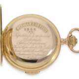 Taschenuhr: sehr seltene 18K Goldsavonnette mit Minuten-Repetition und äußerst seltenem Figurenautomat Jacquemart "Das Volksfest" , Le Phare No. 84146 - Goldmedaille 1889 - Foto 5