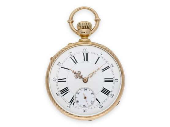 Taschenuhr: hochfeines Louis XV Taschenchronometer, vermutlich ein Louis Audemars Kaliber No.22303, signiert Lassall & Fils, ca.1875 - Foto 1