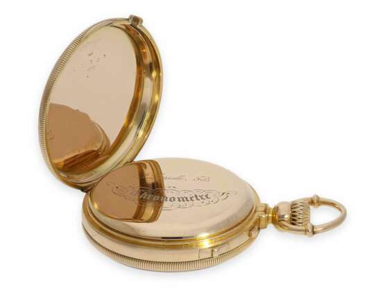 Taschenuhr: hochfeines Louis XV Taschenchronometer, vermutlich ein Louis Audemars Kaliber No.22303, signiert Lassall & Fils, ca.1875 - Foto 5