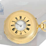 Taschenuhr: technisch hochinteressantes und sehr feines Taschenchronometer mit 1/8-Repetition, Chronometer-Hemmung a Bascule und Kalender, Favre Locle, um 1865 - photo 1