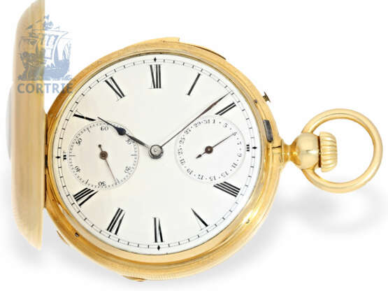 Taschenuhr: technisch hochinteressantes und sehr feines Taschenchronometer mit 1/8-Repetition, Chronometer-Hemmung a Bascule und Kalender, Favre Locle, um 1865 - фото 2